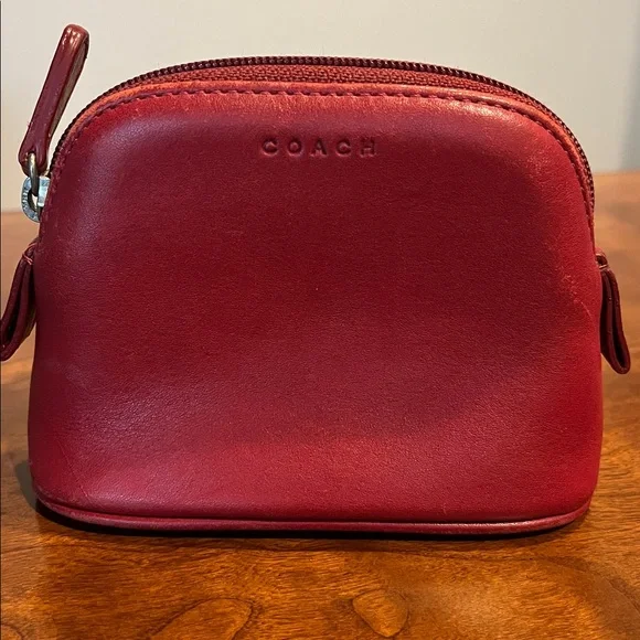 Coach Vintage Cherry Red Leather Mini Pouch Beautiful - Picture 1 of 11